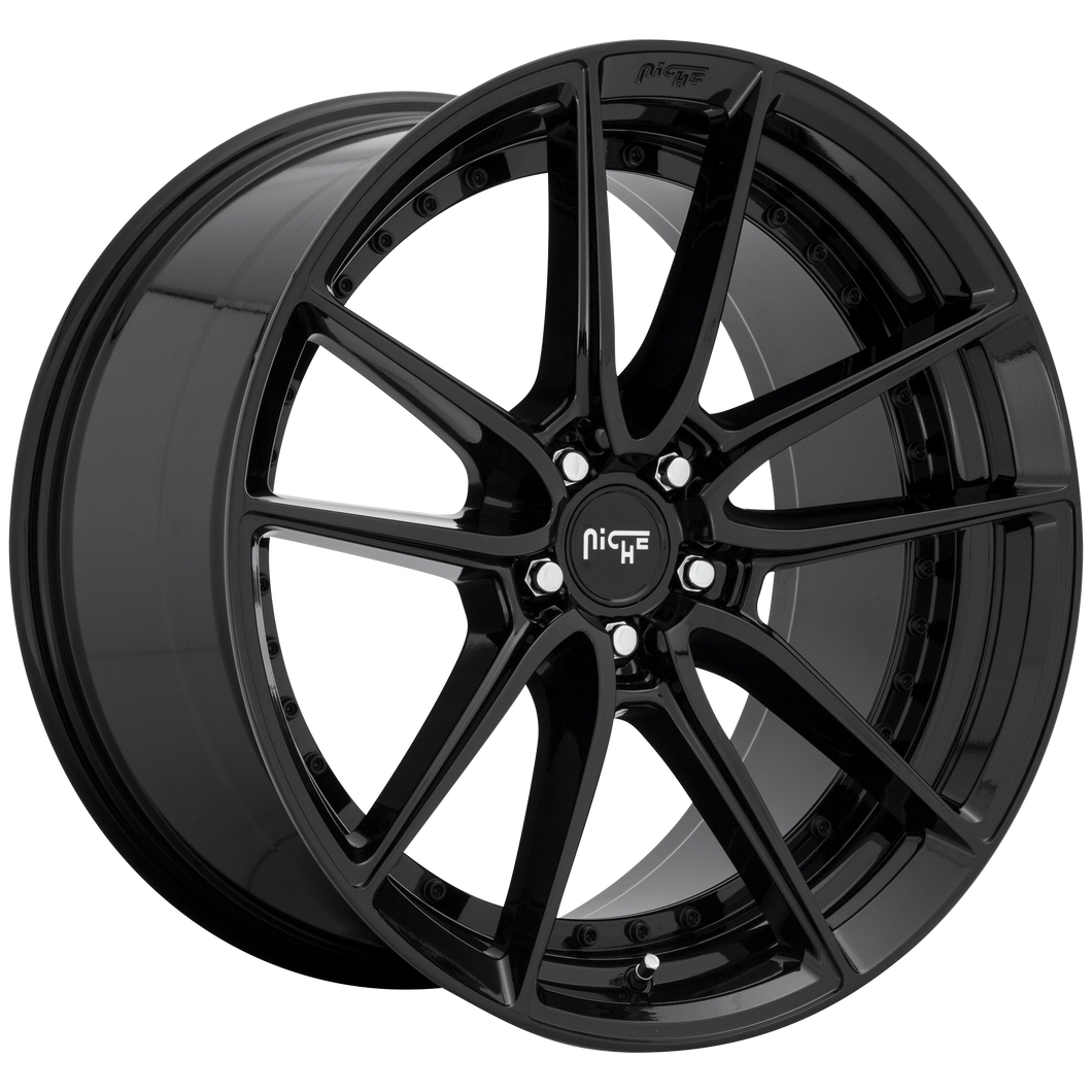 22x10.5 5x120 Niche Wheels M223 DFS Gloss Black 40 offset 74.1 hub