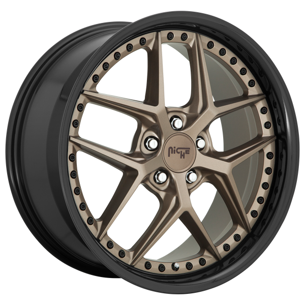 19x9.5 5x120 Niche Wheels M227 Vice Matte Bronze Black Bead Ring 35 offset 72.56 hub