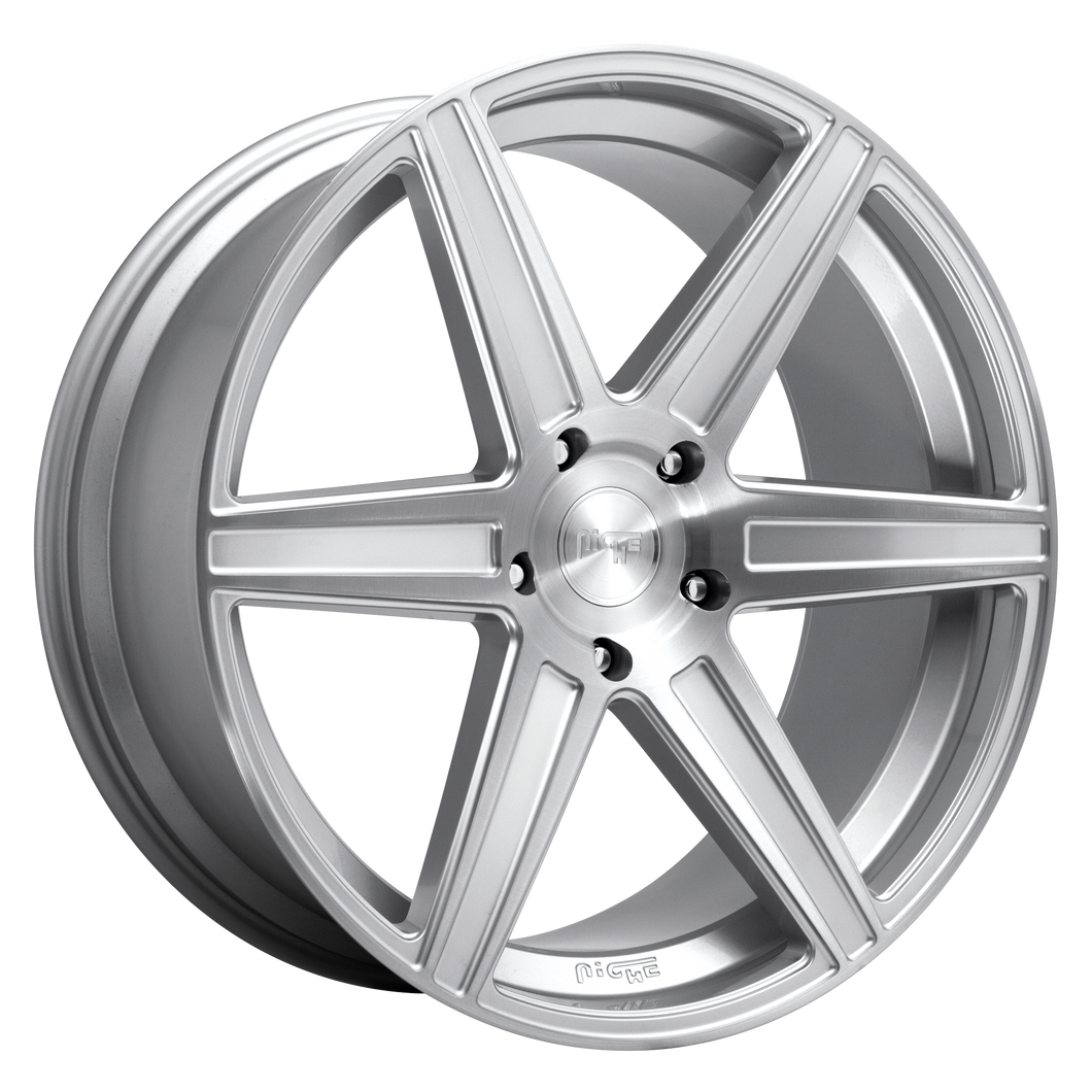 24x10 6x139.7 Niche Wheels M235 Carina Gloss Silver Brushed 30 offset 106.1 hub