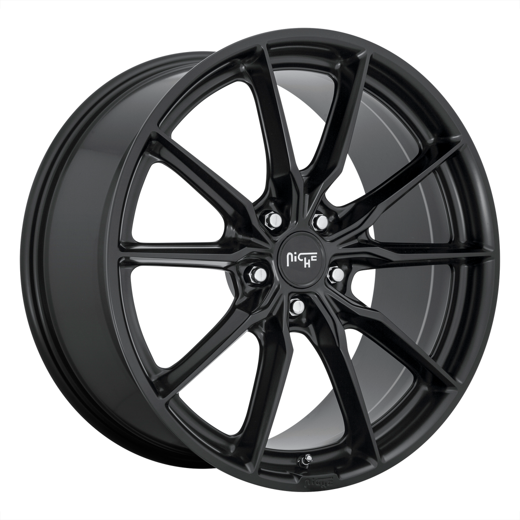 18x8 5x112 Niche Wheels M238 Rainier Matte Black 42 offset 66.56 hub