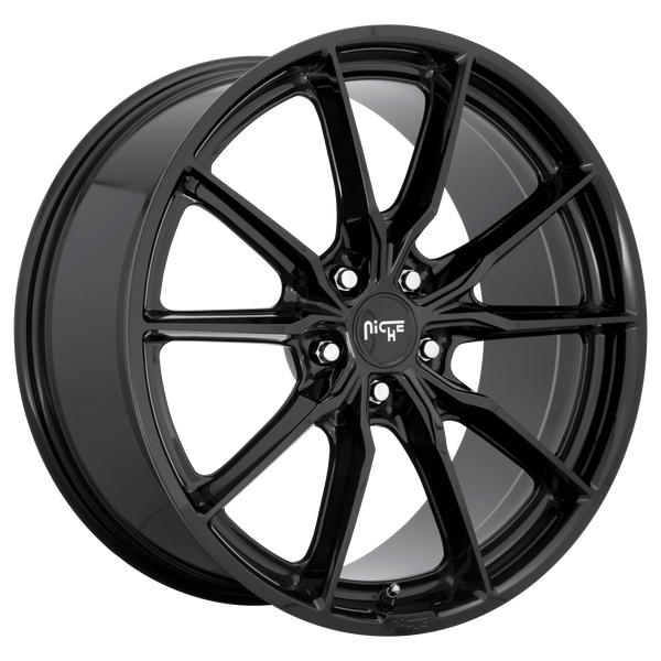 19x8.5 5x112 Niche Wheels M240 Rainier Gloss Black 42 offset 66.5 hub