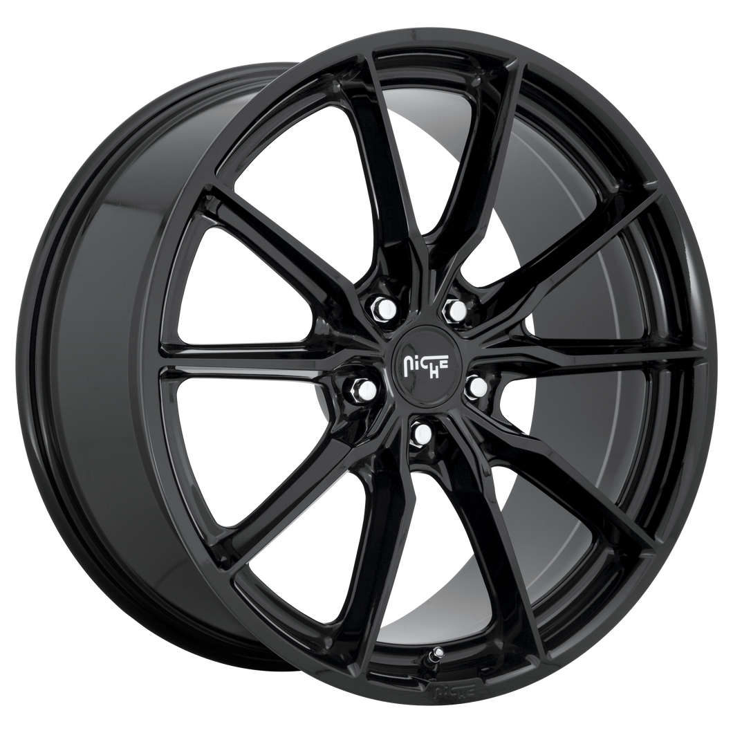 19x9.5 5x112 Niche Wheels M240 Rainier Gloss Black 50 offset 66.56 hub