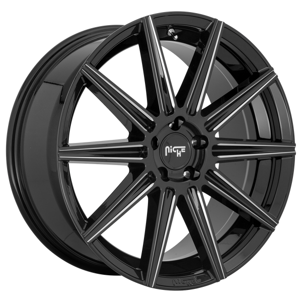 20x10.5 5x112 Niche Wheels M243 Tifosi Gloss Black Milled 27 offset 66.56 hub