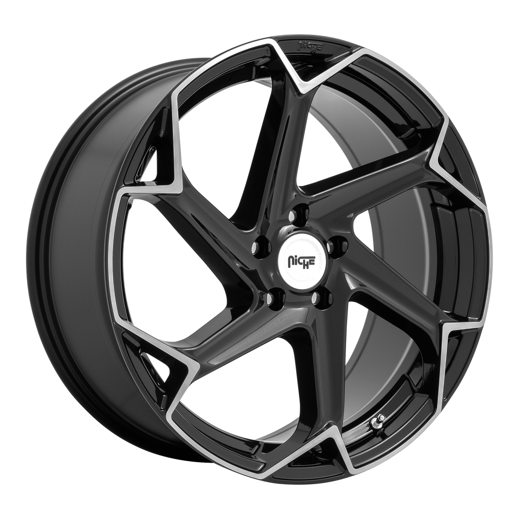 20x10.5 5x114.3 Niche Wheels M255 Flash Gloss Black Brushed 40 offset 72.7 hub