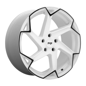 20x10.5 5x112 Niche Wheels M257 Flash Gloss White With Black 27 offset 66.56 hub