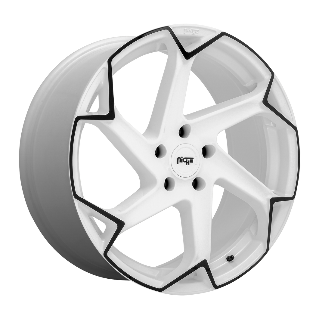 20x9 5x112 Niche Wheels M257 Flash Gloss White With Black 38 offset 66.56 hub