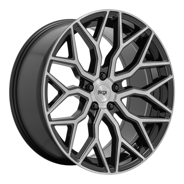 20x10.5 5x114.3 Niche Wheels M262 Mazzanti Gloss Black Brushed Face 40 offset 72.7 hub