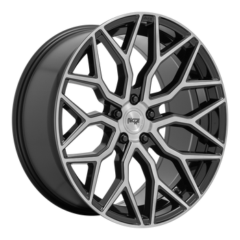 20x10.5 5x114.3 Niche Wheels M262 Mazzanti Gloss Black Brushed Face 40 offset 72.7 hub