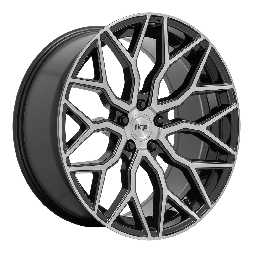 20x10.5 5x114.3 Niche Wheels M262 Mazzanti Gloss Black Brushed Face 40 offset 72.7 hub