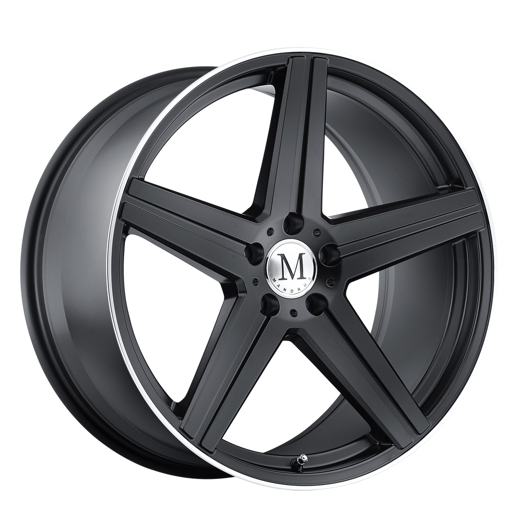 17x8 5x112 Mandrus Wheels Estrella Matte Black With Machined Lip 25 offset 66.56 hub