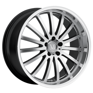 18x8.5 5x112 Mandrus Wheels Millenium Hyper Silver With Mirror Cut Lip 32 offset 66.56 hub