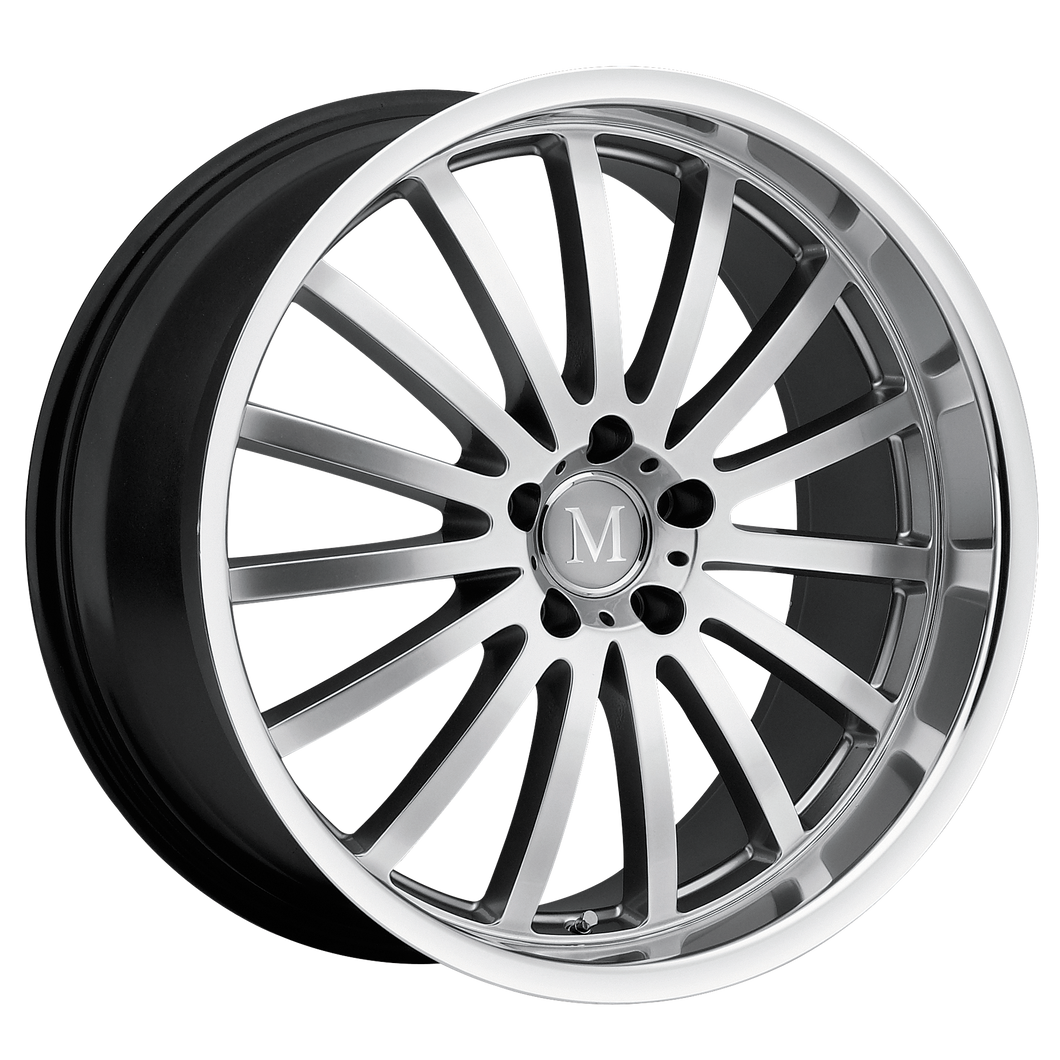 18x8.5 5x112 Mandrus Wheels Millenium Hyper Silver With Mirror Cut Lip 32 offset 66.56 hub