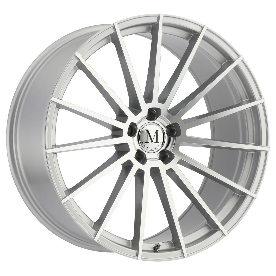 18x8.5 5x112 Mandrus Wheels Stirling Silver With Mirror Cut Face 25 offset 66.56 hub