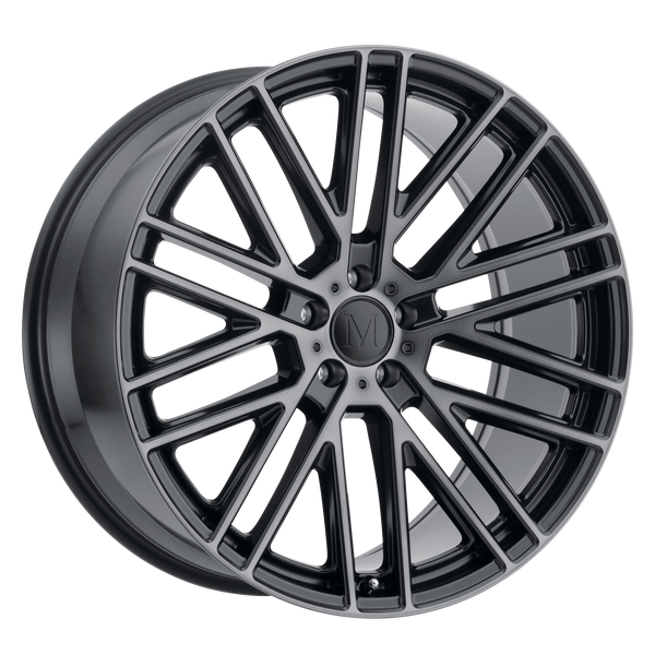 18x8.5 5x112 Mandrus Wheels Masche Semi Gloss Black With Mirror Cut Face 25 offset 66.56 hub