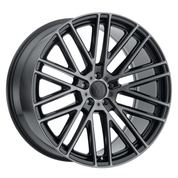 18x8.5 5x112 Mandrus Wheels Masche Semi Gloss Black With Mirror Cut Face 25 offset 66.56 hub