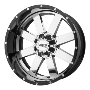 22x12 6x135 Moto Metal Offroad Wheels MO200 Chrome Center Gloss Black Milled Lip -44  offset  87.1  hub