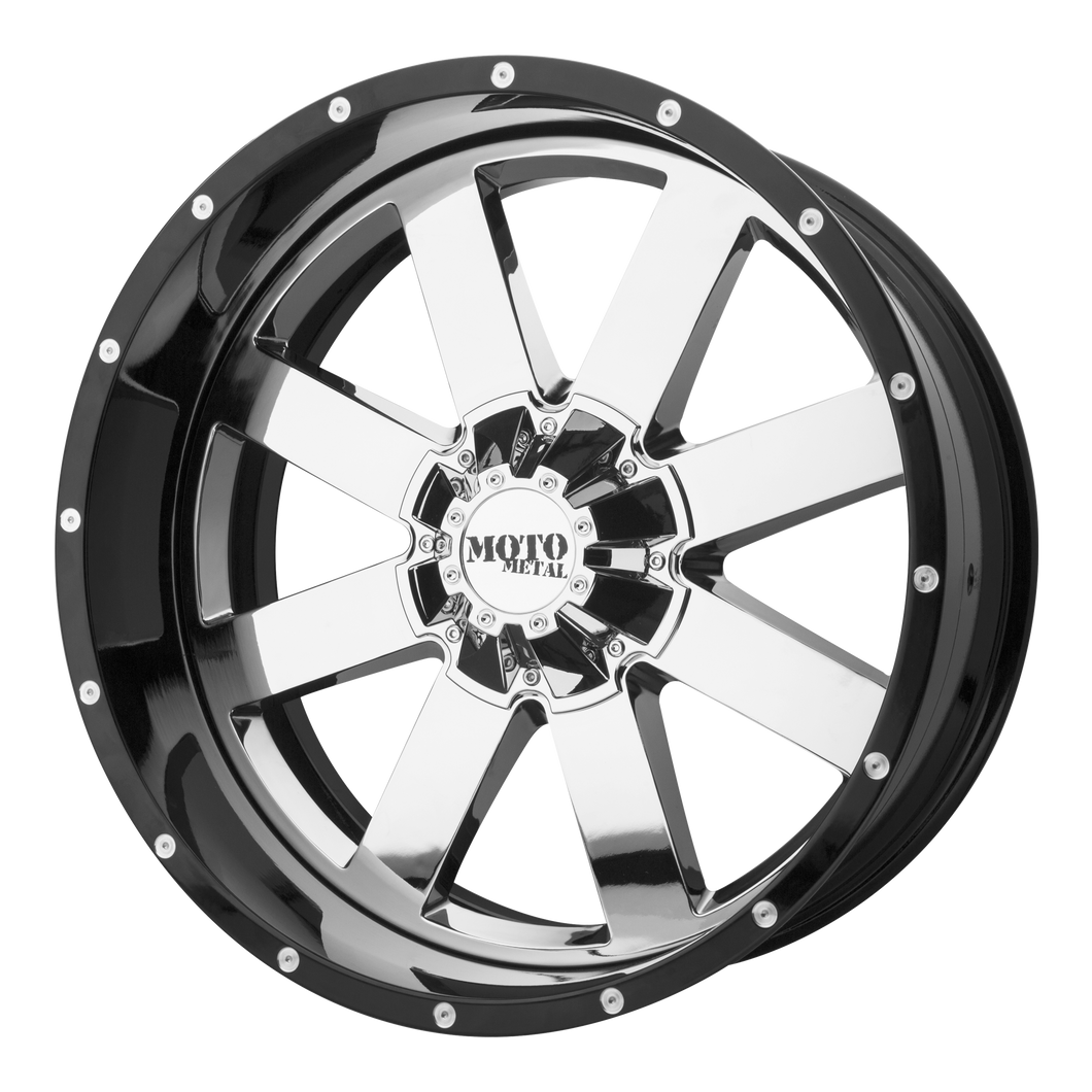 22x12 6x135 Moto Metal Offroad Wheels MO200 Chrome Center Gloss Black Milled Lip -44  offset  87.1  hub