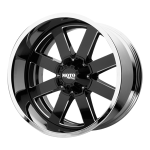 22x10 6x135 Moto Metal Offroad Wheels MO200 Gloss Black Milled Center Chrome Lip -18  offset  87.1  hub