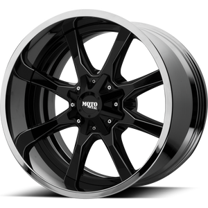 20x10 6x135/6x139.7 Moto Metal Offroad Wheels MO201 Gloss Black Milled Center Chrome Lip -18  offset  106.25  hub