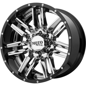 22x12 5x127 Moto Metal Offroad Wheels MO202 Chrome Center Gloss Black Milled Lip -44  offset  72.6  hub