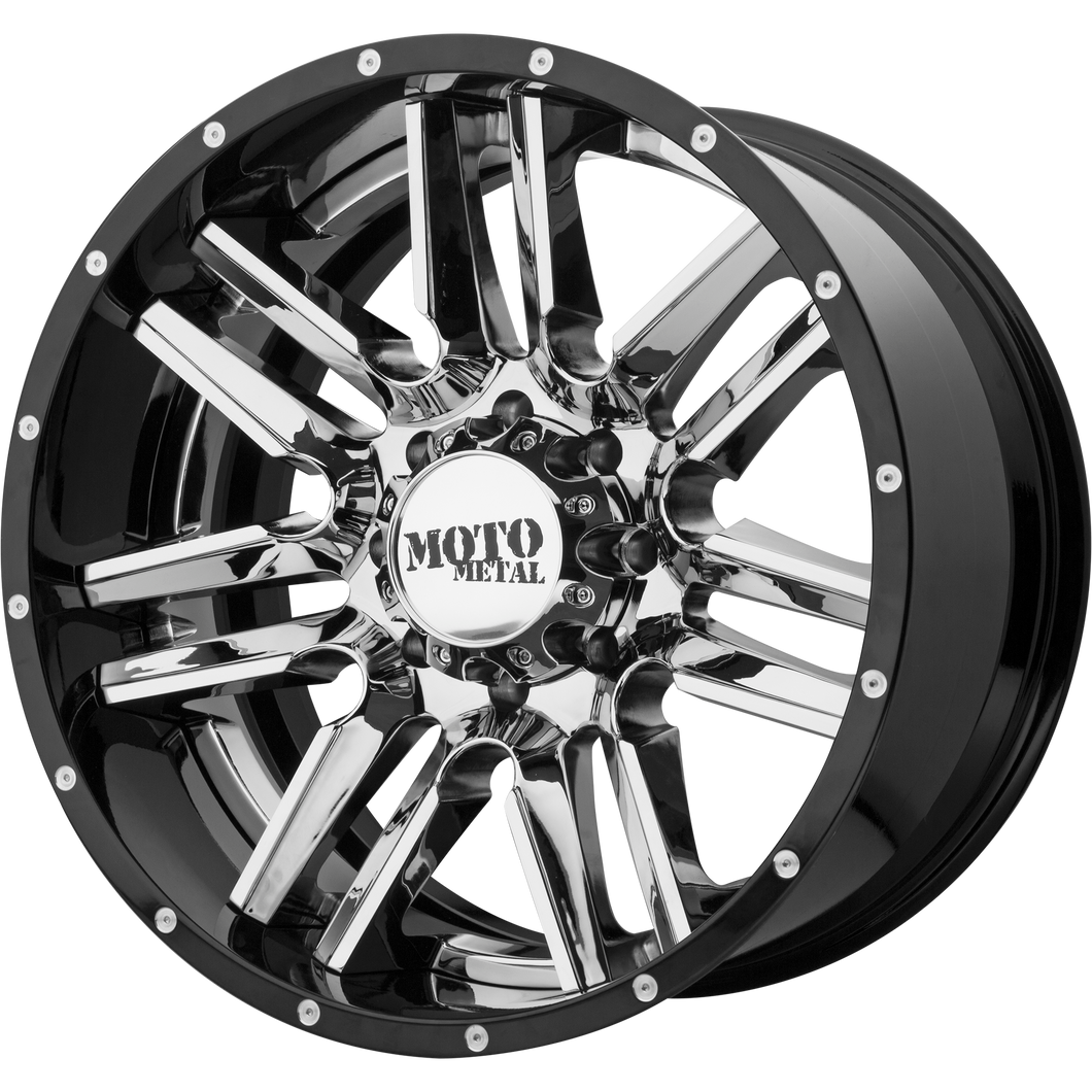 22x12 5x127 Moto Metal Offroad Wheels MO202 Chrome Center Gloss Black Milled Lip -44  offset  72.6  hub