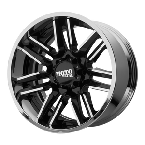 22x10 6x139.7 Moto Metal Offroad Wheels MO202 Gloss Black Machined Center Chrome Lip -18  offset  106.25  hub