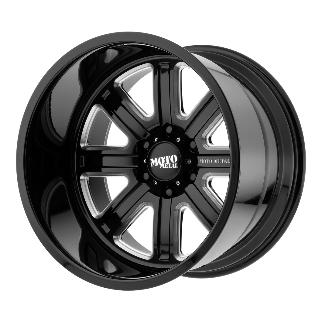 22x10 6x139.7 Moto Metal Offroad Wheels MO402 Gloss Black Milled -18  offset  106.25  hub