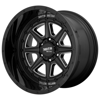 20x10 6x139.7 Moto Metal Offroad Wheels MO801 Phantom Gloss Black Milled -18  offset  106.25  hub