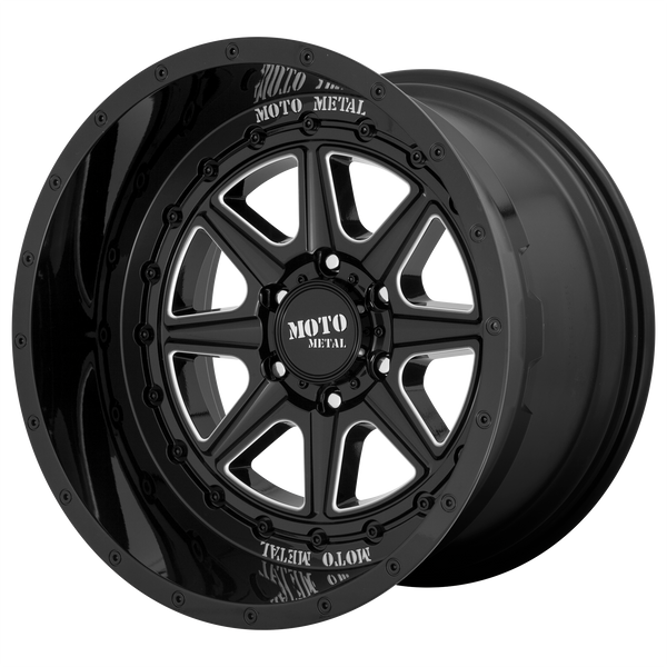 24x12 8x170 Moto Metal Offroad Wheels MO801 Phantom Gloss Black Milled -44  offset  125.5  hub