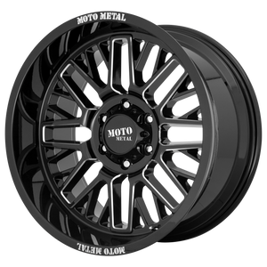 20x9 6x135 Moto Metal Offroad Wheels MO802 Gloss Black Milled 0  offset  87.1  hub