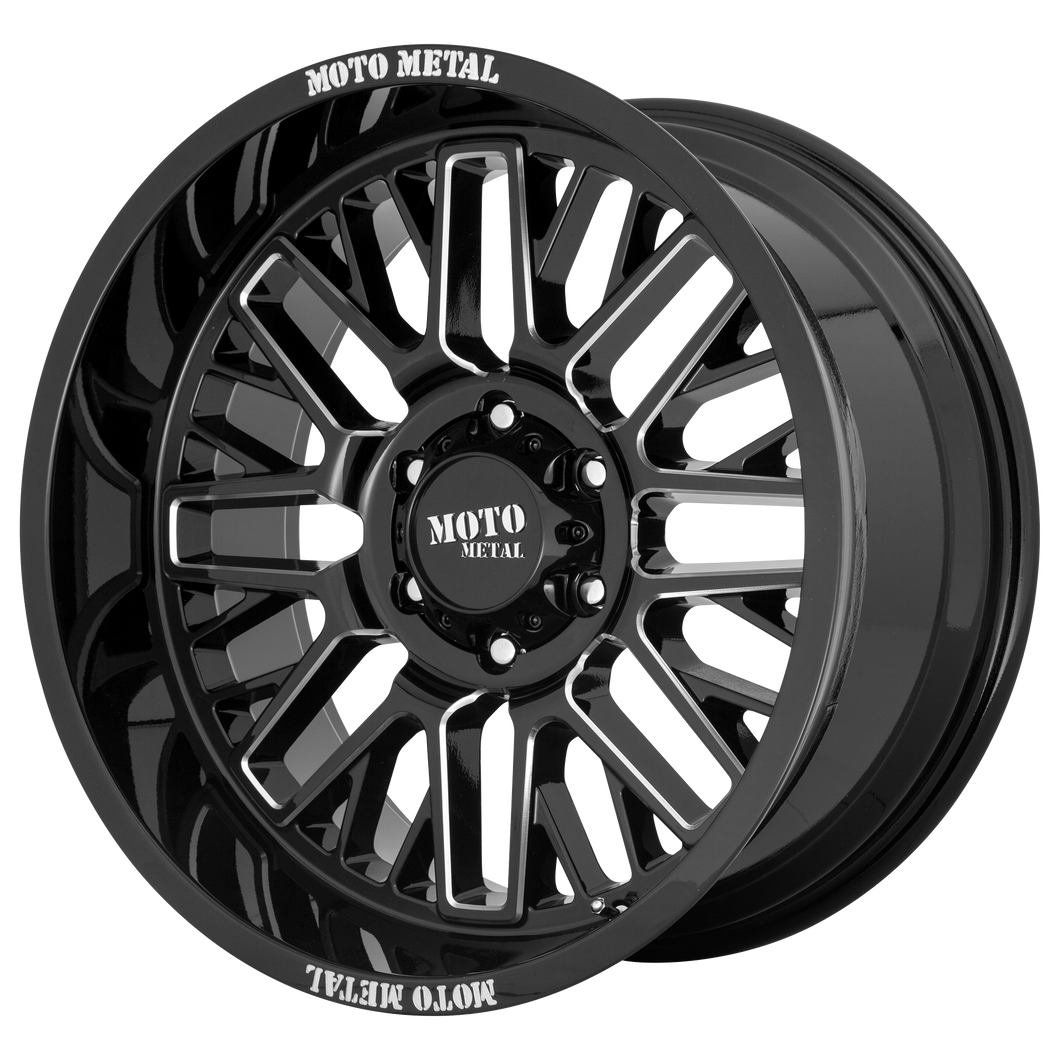 20x10 5x139.7 Moto Metal Offroad Wheels MO802 Gloss Black Milled -18  offset  78.1  hub