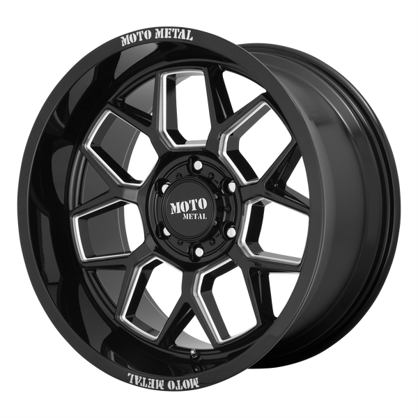 20x10 5x127 Moto Metal Offroad Wheels MO803 Banshee Gloss Black Milled -18  offset  71.5  hub