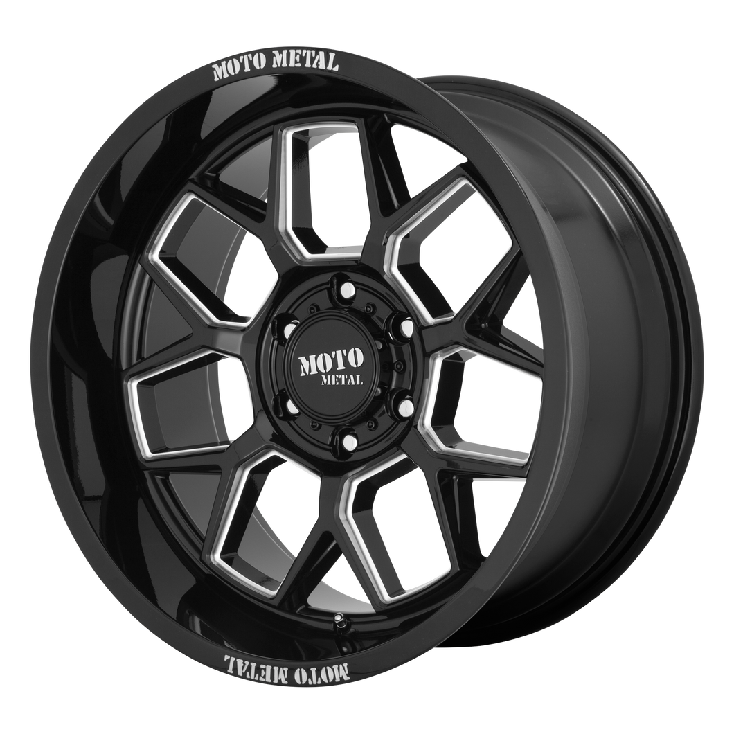 20x10 6x135 Moto Metal Offroad Wheels MO803 Banshee Gloss Black Milled -18  offset  87.1  hub