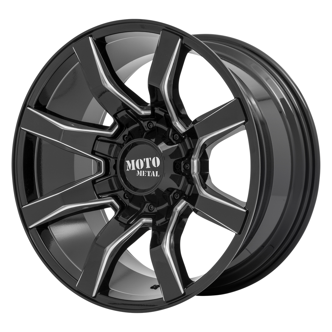 20x9 8x180 Moto Metal Offroad Wheels MO804 Spider Gloss Black Milled 0  offset  124.2  hub