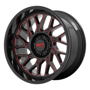 22x10 8x170 Moto Metal Offroad Wheels MO805 Gloss Black Milled With Red Tint -18  offset  125.1  hub