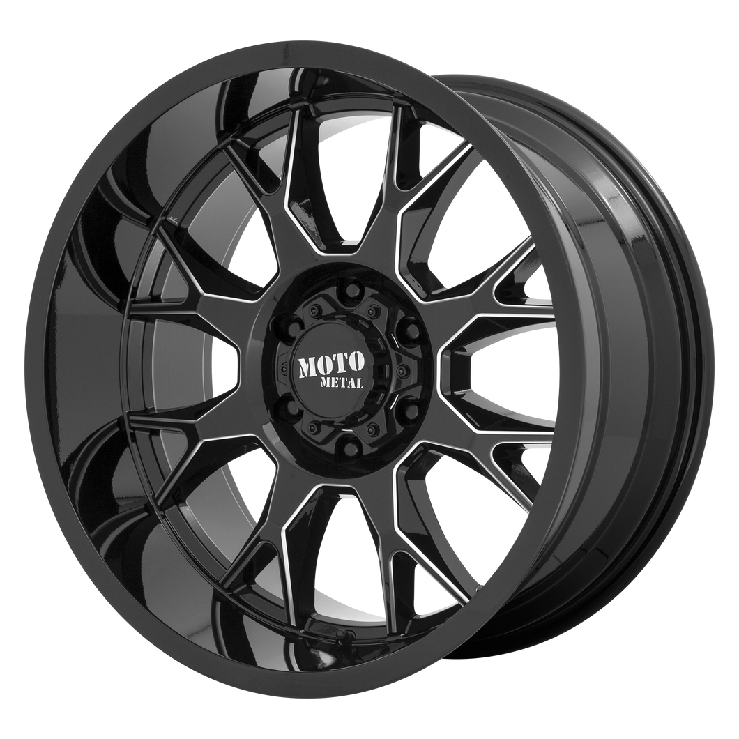 22x12 8x165.1 Moto Metal Offroad Wheels MO806 Gloss Black Milled -44  offset  125.1  hub