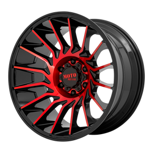 22x12 8x170 Moto Metal Offroad Wheels MO807 Gloss Black Machined With Red Tint -44  offset  125.1  hub