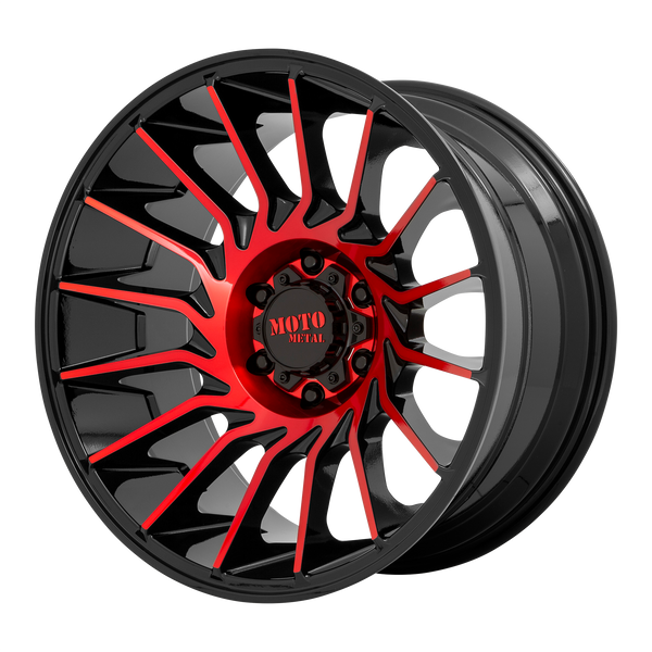 20x10 6x139.7 Moto Metal Offroad Wheels MO807 Gloss Black Machined With Red Tint -18  offset  106.1  hub