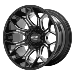 22x12 8x165.1 Moto Metal Offroad Wheels MO808 Sniper Gloss Black Milled -44  offset  125.1  hub