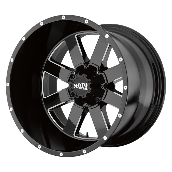 20x10 6x139.7 Moto Metal Offroad Wheels MO962 Gloss Black Milled -24  offset  106.1  hub