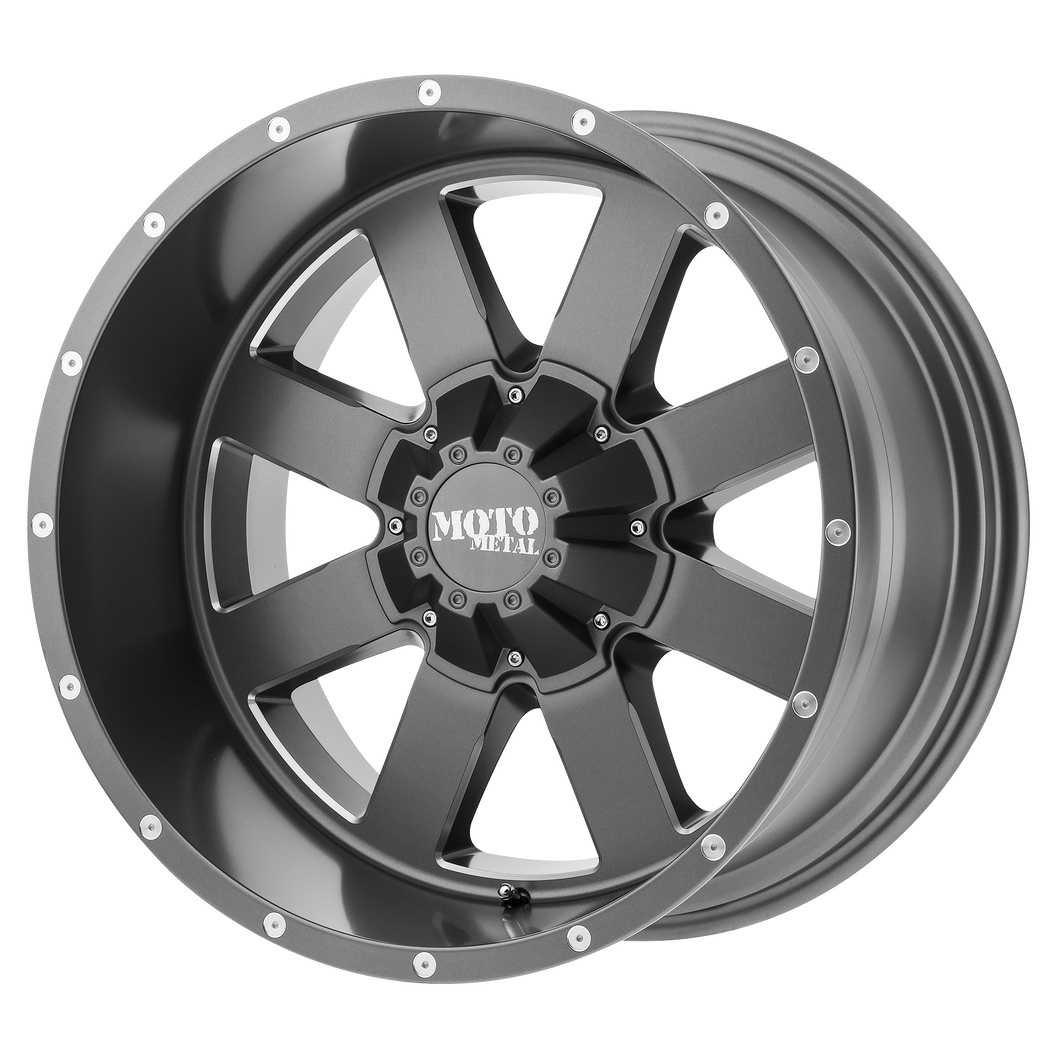 18x9 5x127/5x139.7 Moto Metal Offroad Wheels MO962 Satin Gray Milled 0  offset  78.3  hub