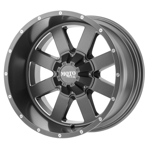 20x9 5x139.7/5x150 Moto Metal Offroad Wheels MO962 Satin Gray Milled 0  offset  110.5  hub