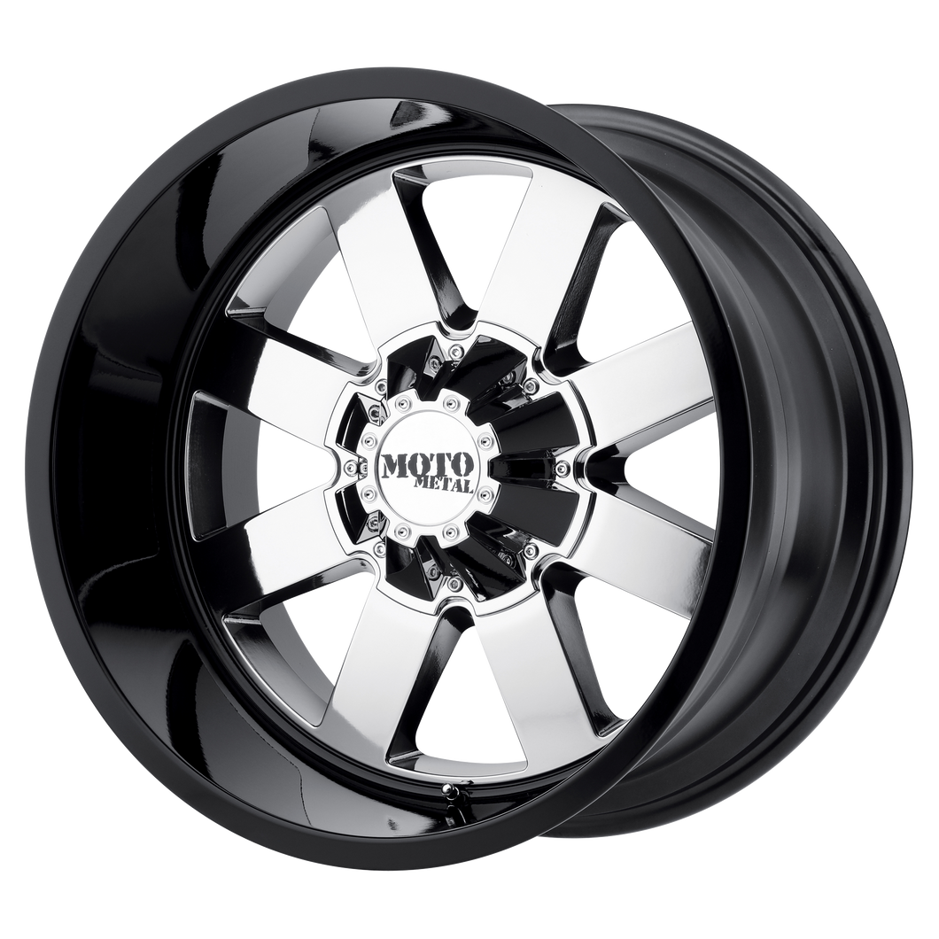 22x10 8x180 Moto Metal Offroad Wheels MO962 Pvd Center Gloss Black Lip -18  offset  124.2  hub