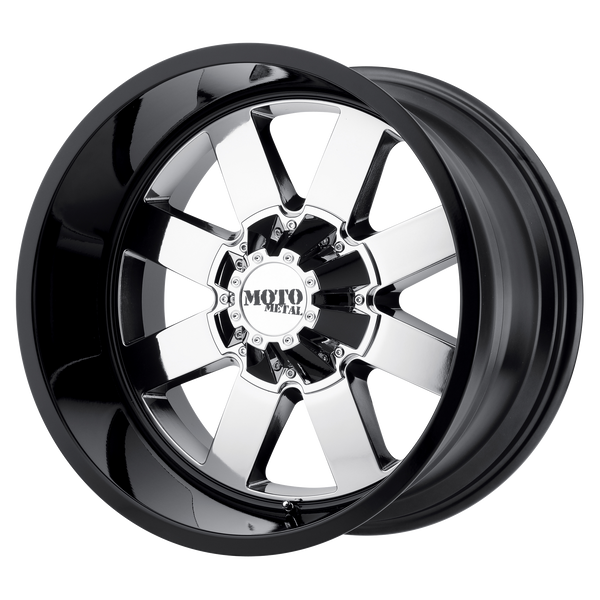 20x12 8x180 Moto Metal Offroad Wheels MO962 Pvd Center Gloss Black Lip -44  offset  124.2  hub