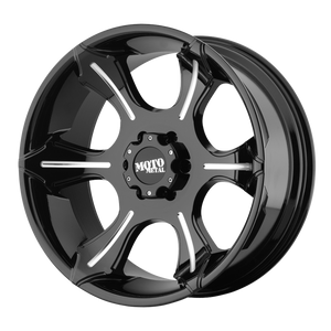 18x9 6x139.7 Moto Metal Offroad Wheels MO965 Gloss Black With Milled Spokes 0  offset  106.25  hub