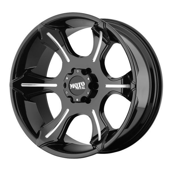 18x9 6x139.7 Moto Metal Offroad Wheels MO965 Gloss Black With Milled Spokes 0  offset  106.25  hub