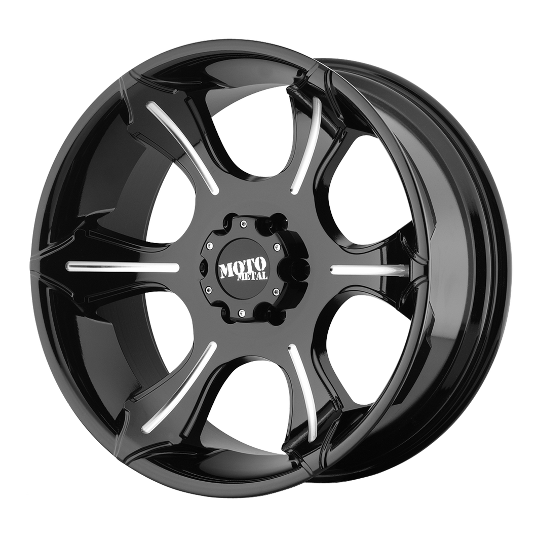 18x9 6x139.7 Moto Metal Offroad Wheels MO965 Gloss Black With Milled Spokes 0  offset  106.25  hub