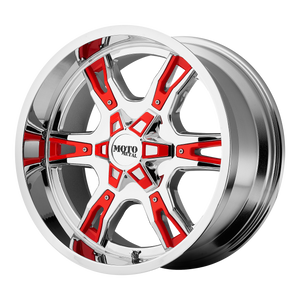 20x9 5x150 Moto Metal Offroad Wheels MO969 Chrome With Red And Black Accents 0  offset  110.5  hub