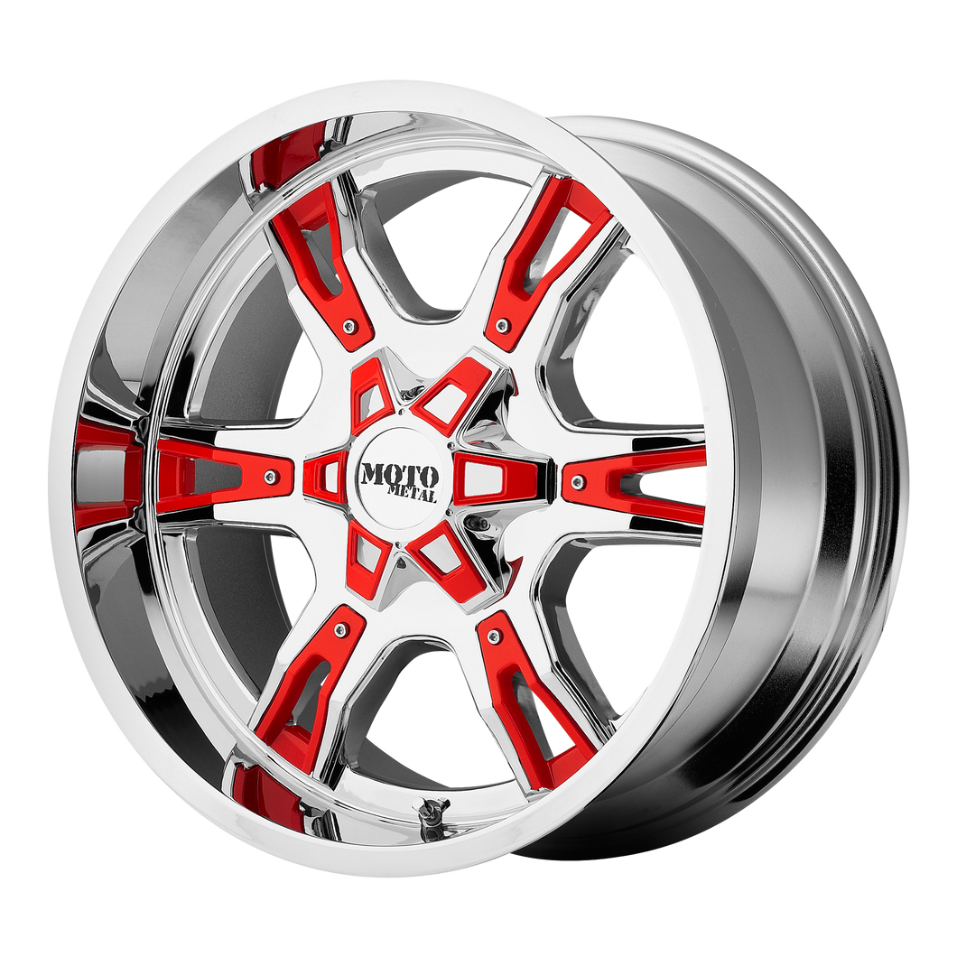 20x9 5x127 Moto Metal Offroad Wheels MO969 Chrome With Red And Black Accents 0  offset  78.3  hub