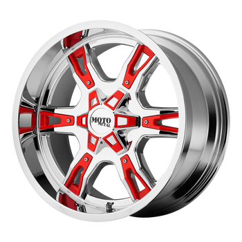 18x9 5x127 Moto Metal Offroad Wheels MO969 Chrome With Red And Black Accents 0  offset  78.3  hub